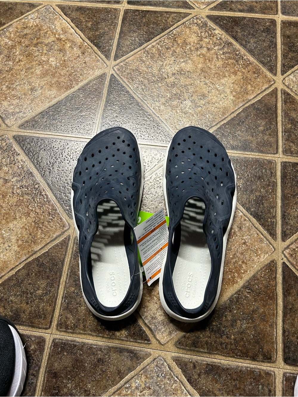 CROCS Navy and White Slip-On Sandals.